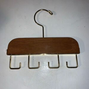 Unbranded Closet Accessory Brown Gold Wood Metal Tie Belt Scarf Hanger One Size